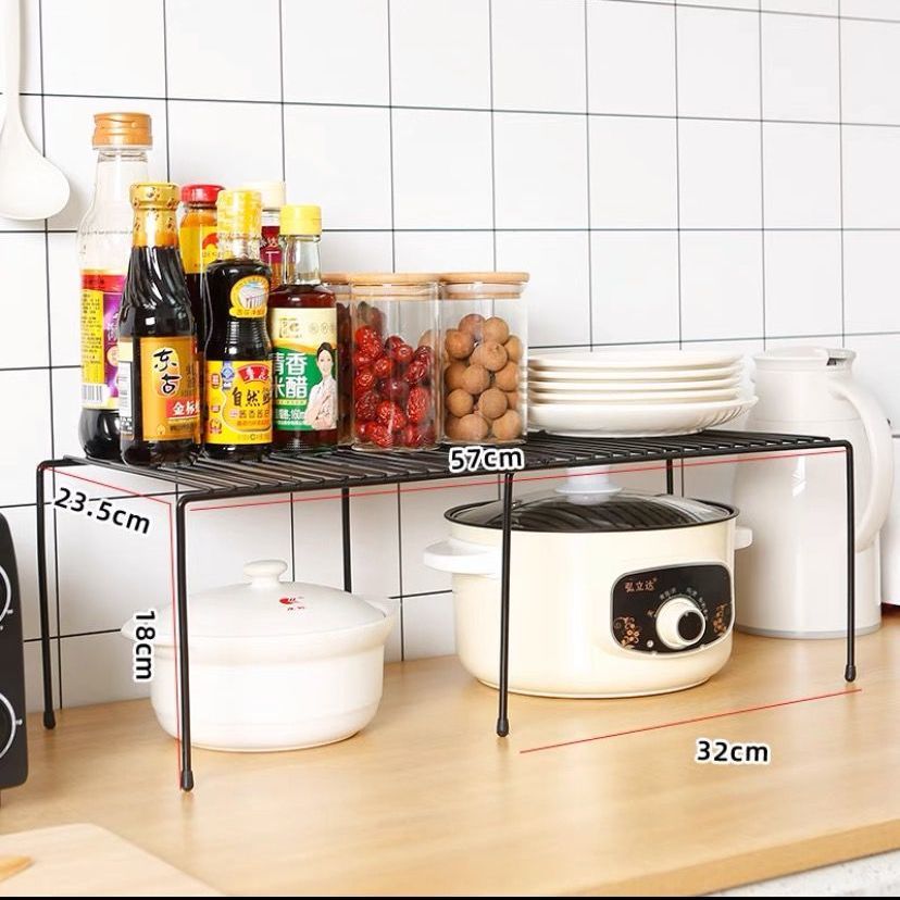 Kitchen Telescopic Storage Rack Under Sink Cabinet Dish Pot Pan Utensil Layered Rack Seasoning Bottle Organizer Storage Rack