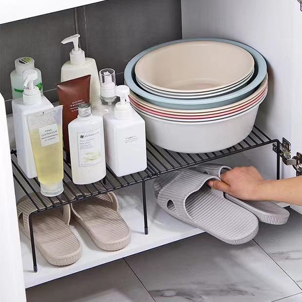Kitchen Telescopic Storage Rack Under Sink Cabinet Dish Pot Pan Utensil Layered Rack Seasoning Bottle Organizer Storage Rack