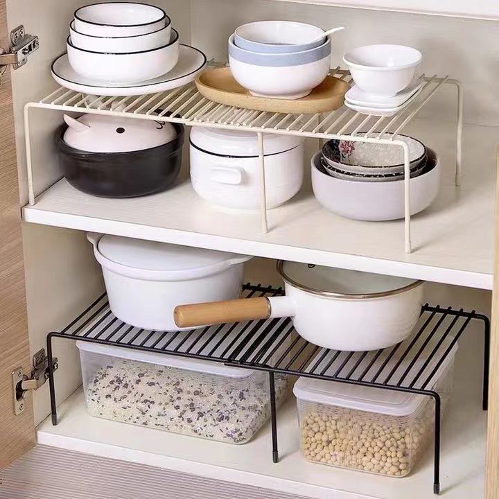 Kitchen Telescopic Storage Rack Under Sink Cabinet Dish Pot Pan Utensil Layered Rack Seasoning Bottle Organizer Storage Rack