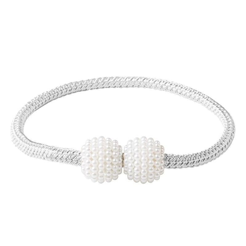 Curtain Tiebacks Pearl Magnetic Buckle Curtain Buckle No-Drill Hanging Ball Tie Strap Sheer Curtain Storage Binding Strap Nozzle