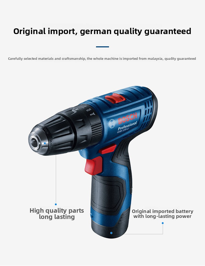 Bosch GSB120LI Cordless Impact Drill Household Multi-Function Lithium Battery Lightweight Hand Drill High Power Professional