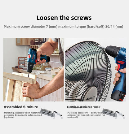 Bosch GSB120LI Cordless Impact Drill Household Multi-Function Lithium Battery Lightweight Hand Drill High Power Professional