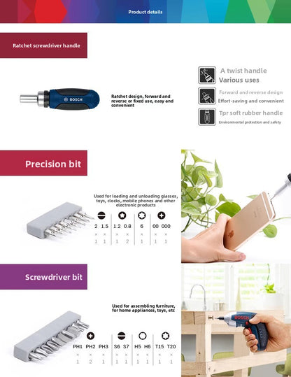 Bosch Multifunctional Household Repair Hardware Tool Set Electrician Carpenter Multifunctional Special Repair 108-Piece Set