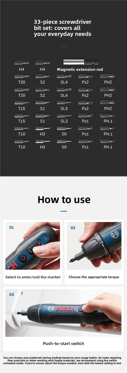 Bosch Electric Screwdriver Mini Rechargeable Driver Bosch Go2 Generation Household 3.6v Doctor Electric Screwdriver