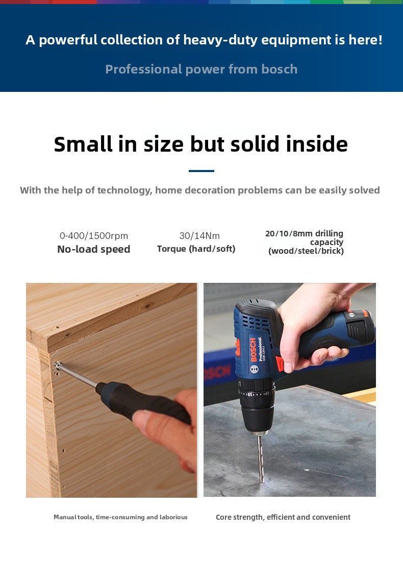 Bosch GSB120LI Cordless Impact Drill Household Multi-Function Lithium Battery Lightweight Hand Drill High Power Professional