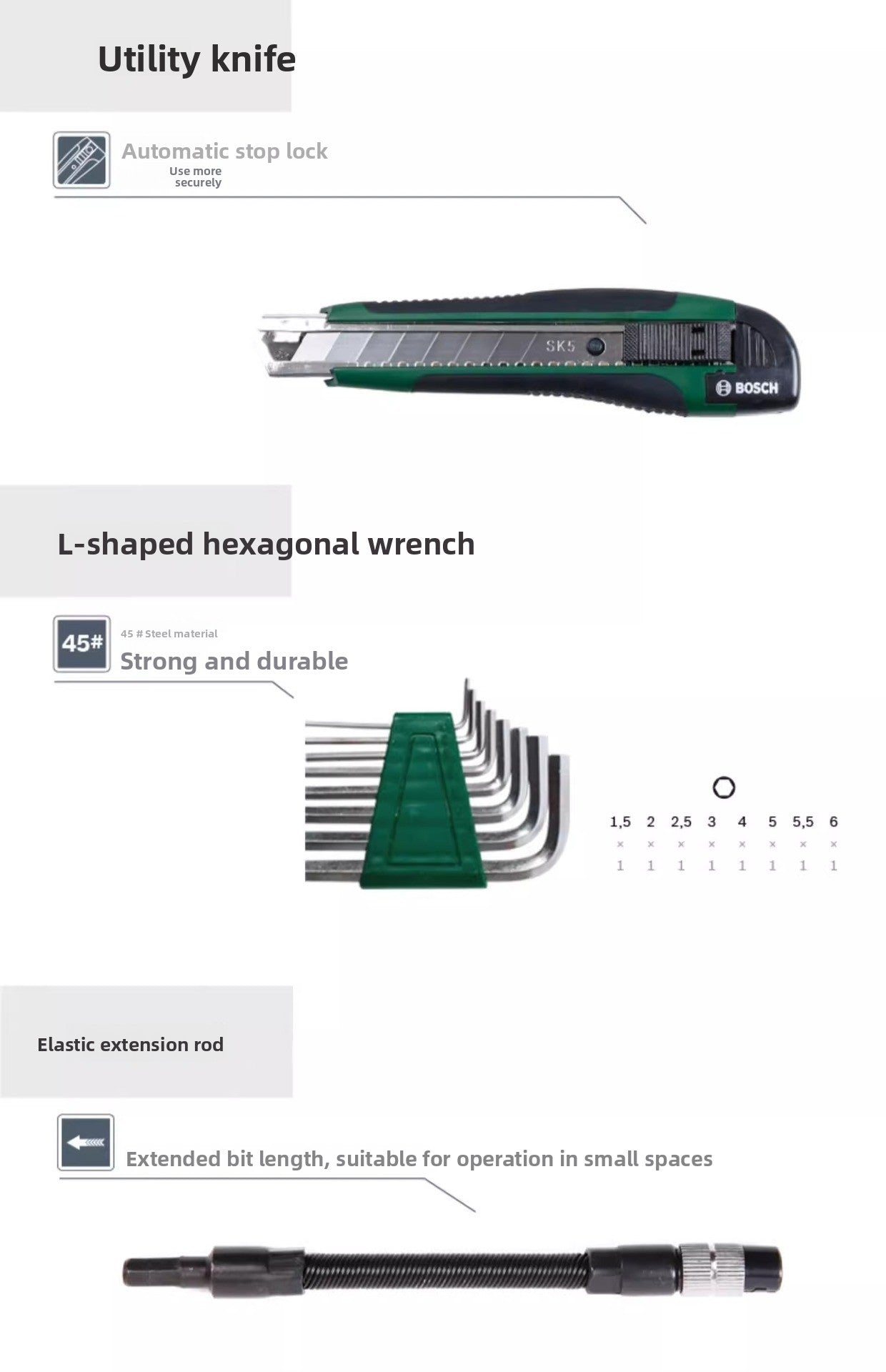 Bosch Multifunctional Household Repair Hardware Tool Set Electrician Carpenter Multifunctional Special Repair 108-Piece Set