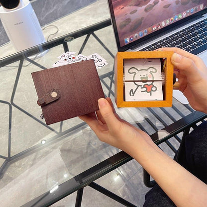 Mechanical Hand-Crank Dynamic Photo Album Photo Luminous Music Box Solid Wood Handmade Creative Custom Anniversary Gift