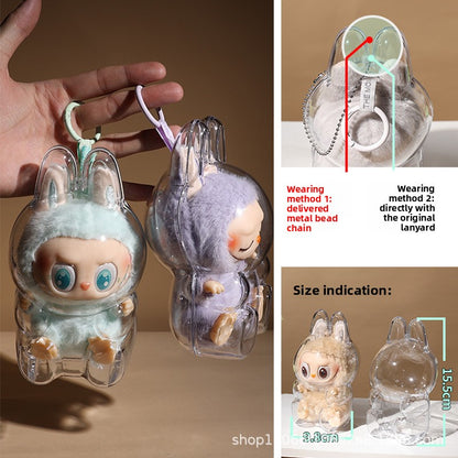 [High Quality] Sitting Party Transparent Protective Case Labubu Cover Wholesale Pendant Bubble Mart