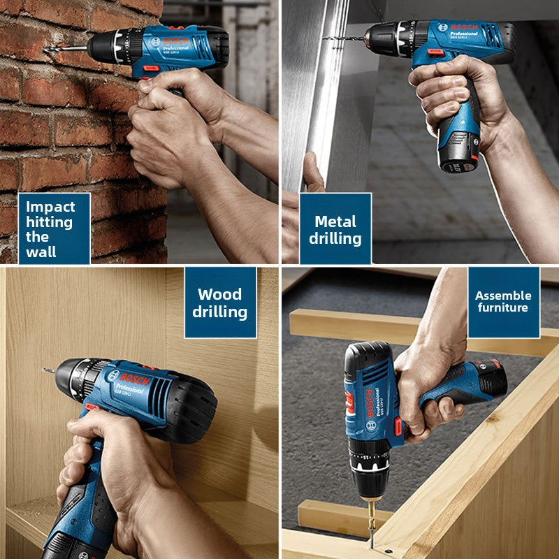 Bosch GSB120LI Cordless Impact Drill Household Multi-Function Lithium Battery Lightweight Hand Drill High Power Professional