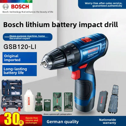 Bosch GSB120LI Cordless Impact Drill Household Multi-Function Lithium Battery Lightweight Hand Drill High Power Professional