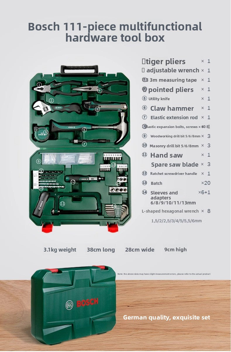 Bosch Multifunctional Household Repair Hardware Tool Set Electrician Carpenter Multifunctional Special Repair 108-Piece Set