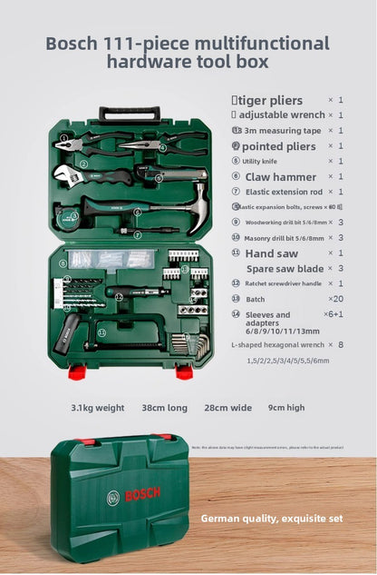 Bosch Multifunctional Household Repair Hardware Tool Set Electrician Carpenter Multifunctional Special Repair 108-Piece Set