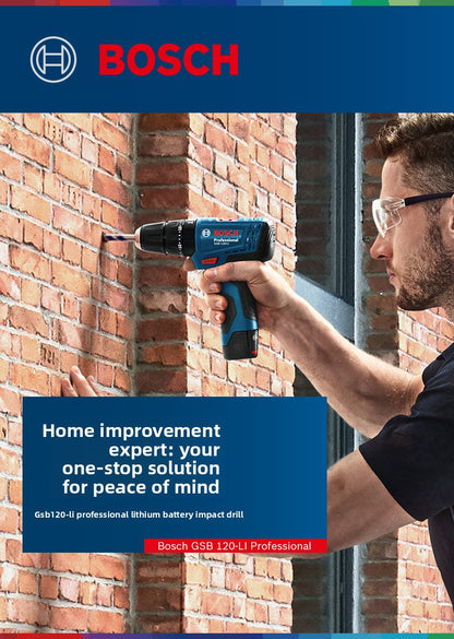 Bosch GSB120LI Cordless Impact Drill Household Multi-Function Lithium Battery Lightweight Hand Drill High Power Professional