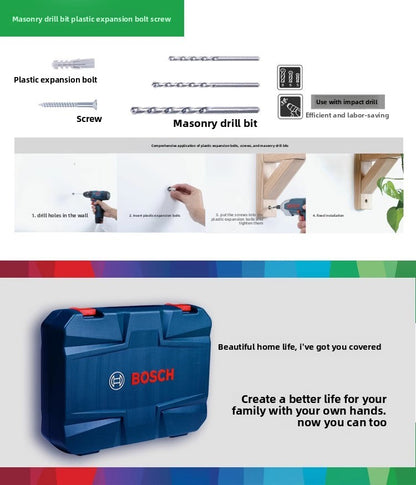 Bosch Multifunctional Household Repair Hardware Tool Set Electrician Carpenter Multifunctional Special Repair 108-Piece Set