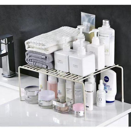 Kitchen Telescopic Storage Rack Under Sink Cabinet Dish Pot Pan Utensil Layered Rack Seasoning Bottle Organizer Storage Rack
