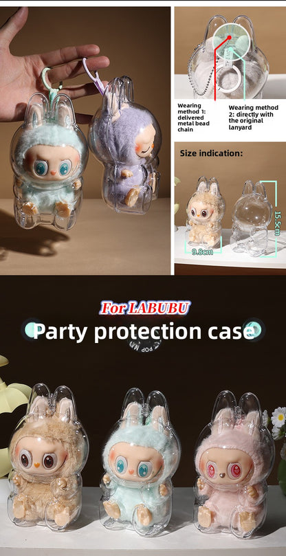 [High Quality] Sitting Party Transparent Protective Case Labubu Cover Wholesale Pendant Bubble Mart