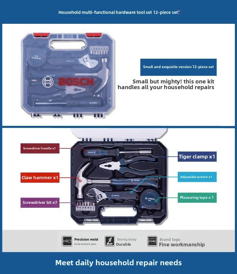 Bosch Multifunctional Household Repair Hardware Tool Set Electrician Carpenter Multifunctional Special Repair 108-Piece Set