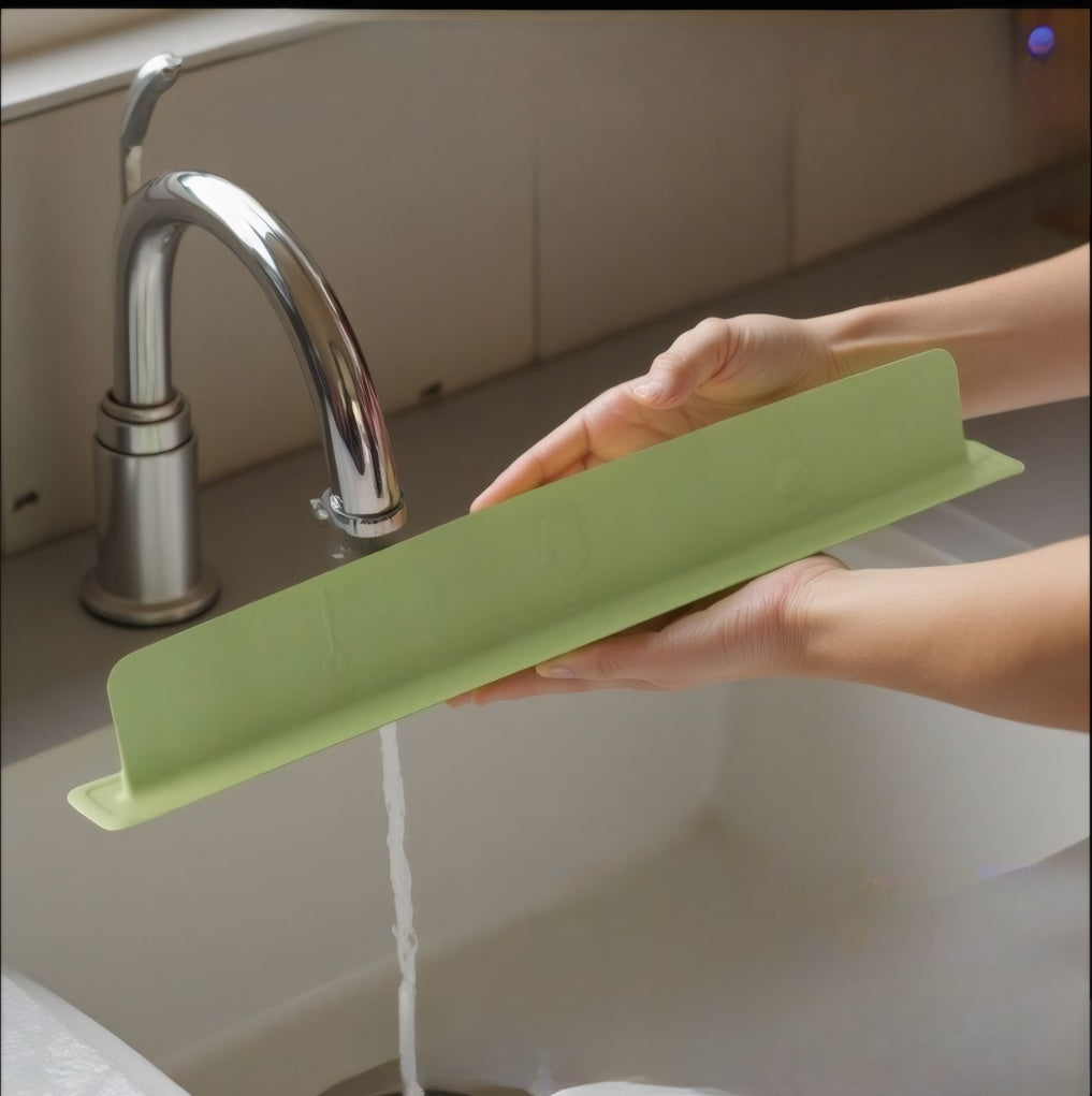 Sink Splash Guard Integrated Suction Cup Kitchen Countertop Splash Guard Bathroom Washstand Extended Sink Splash Guard Strip