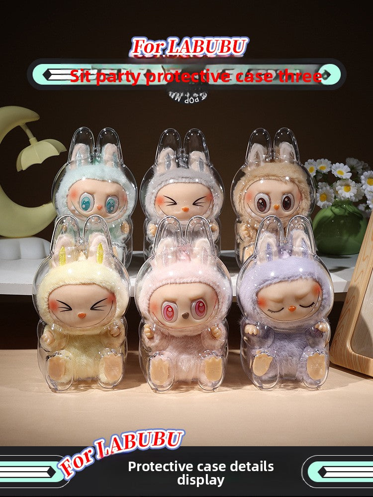 [High Quality] Sitting Party Transparent Protective Case Labubu Cover Wholesale Pendant Bubble Mart