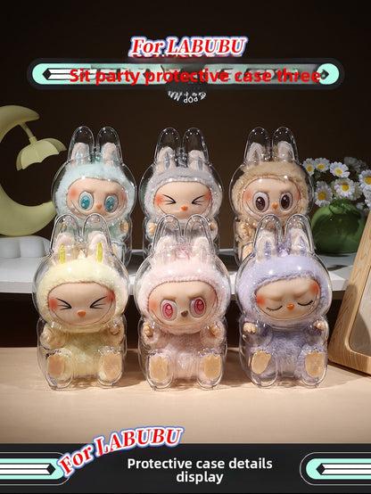 [High Quality] Sitting Party Transparent Protective Case Labubu Cover Wholesale Pendant Bubble Mart