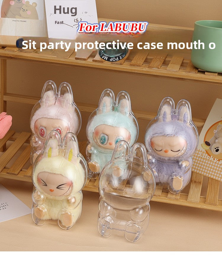 [High Quality] Sitting Party Transparent Protective Case Labubu Cover Wholesale Pendant Bubble Mart