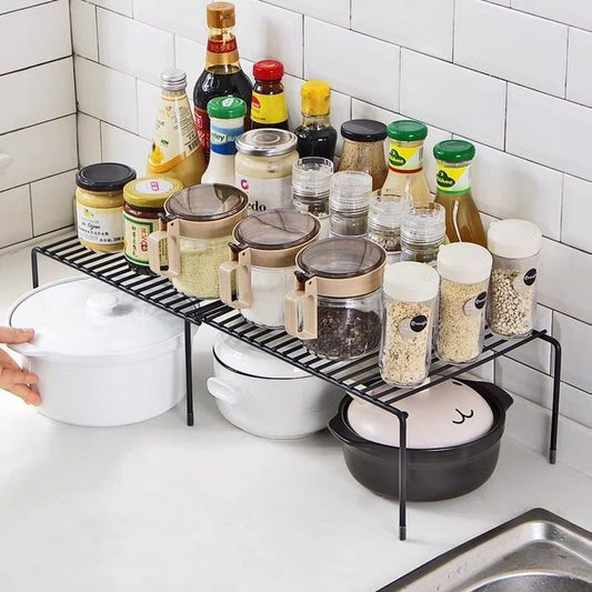 Kitchen Telescopic Storage Rack Under Sink Cabinet Dish Pot Pan Utensil Layered Rack Seasoning Bottle Organizer Storage Rack