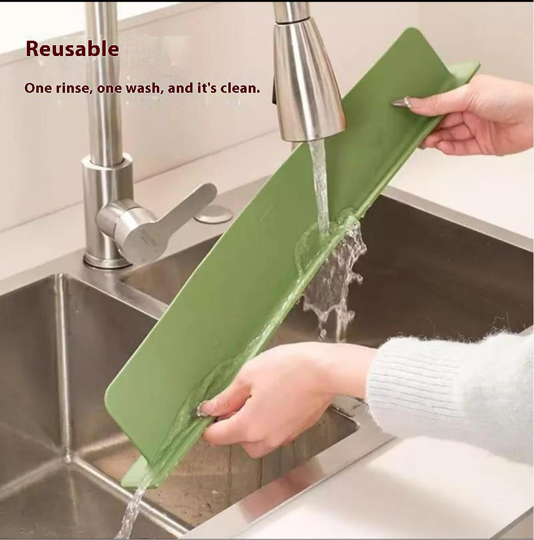 Sink Splash Guard Integrated Suction Cup Kitchen Countertop Splash Guard Bathroom Washstand Extended Sink Splash Guard Strip