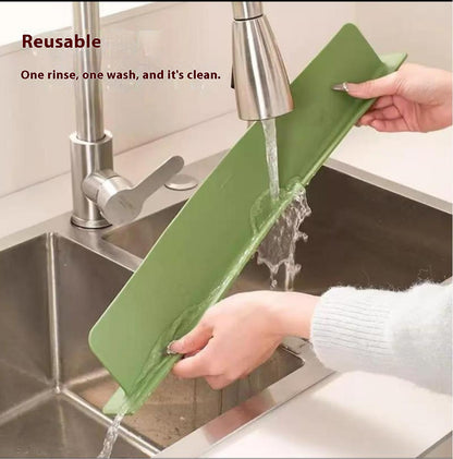 Sink Splash Guard Integrated Suction Cup Kitchen Countertop Splash Guard Bathroom Washstand Extended Sink Splash Guard Strip