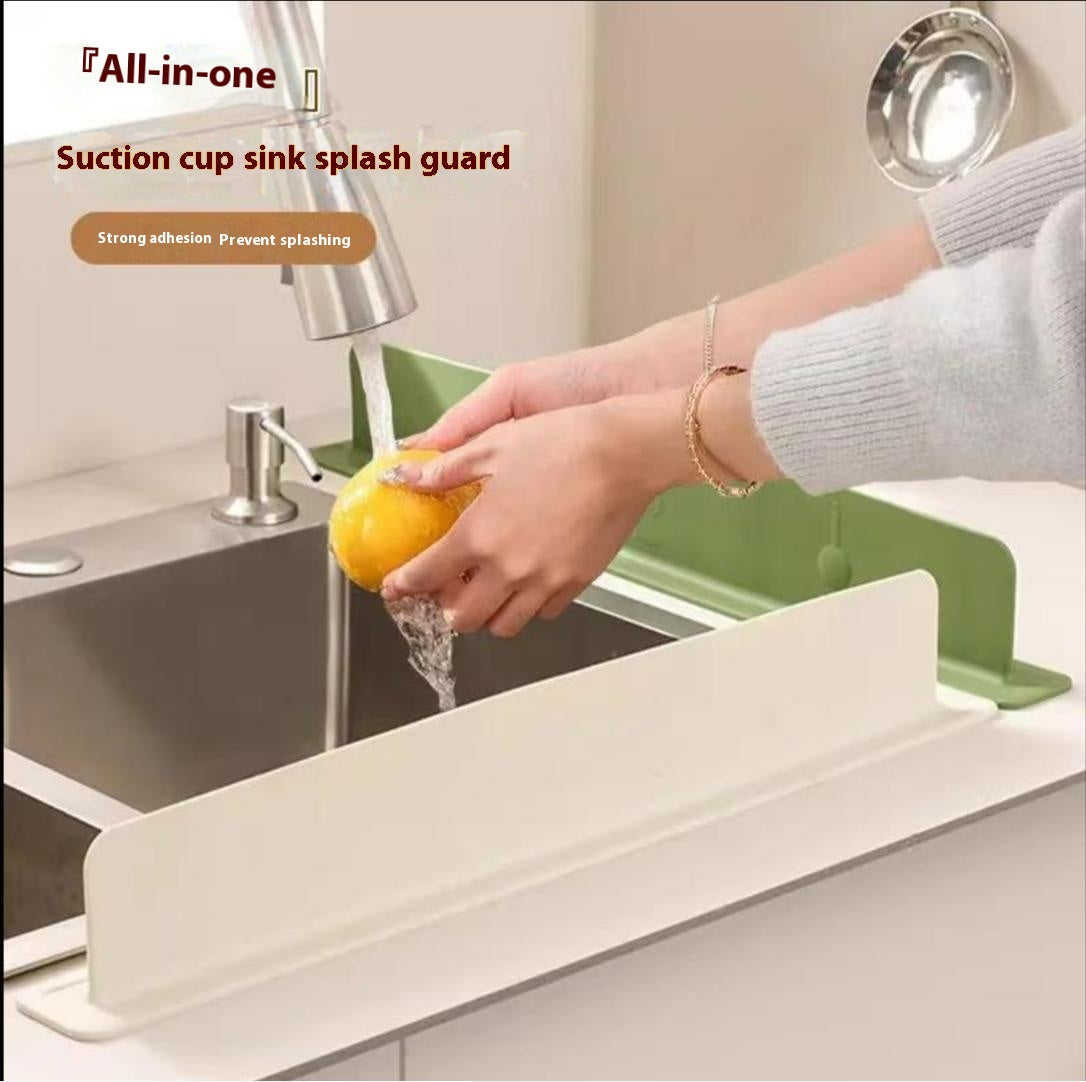 Sink Splash Guard Integrated Suction Cup Kitchen Countertop Splash Guard Bathroom Washstand Extended Sink Splash Guard Strip