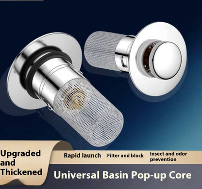Heshang Wash Basin Drain Plug Universal Basin Sink Drain Anti-Odor Mesh Anti-Clog Press Device