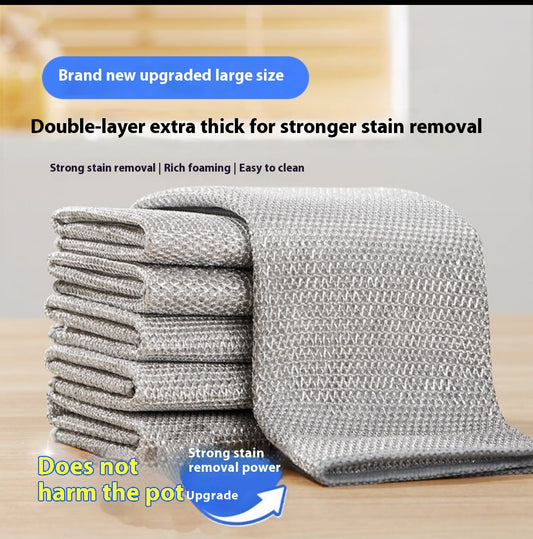 Steel Wool Dishcloth Thickened Towel Face Cloth Silver Wool Ball Cleaning Cloth Kitchen Special Dishwashing Pot Cleaning Magic Tool