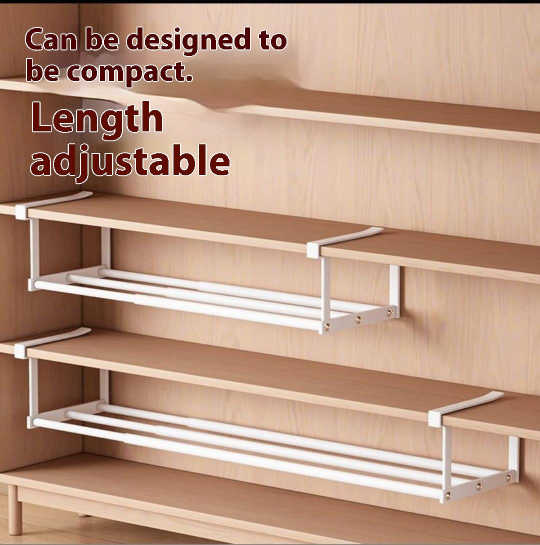 Shoe Rack for Home Use, Expandable Shoe Cabinet with Layered Shelves, Shoe Holder with Hanging Baskets, Storage Rack for Organizing Shoes, No-Drill Bracket