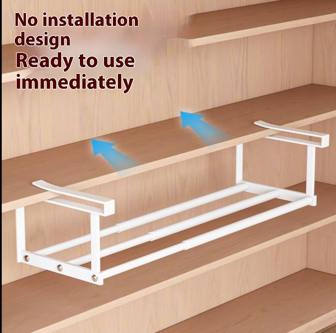 Shoe Rack for Home Use, Expandable Shoe Cabinet with Layered Shelves, Shoe Holder with Hanging Baskets, Storage Rack for Organizing Shoes, No-Drill Bracket