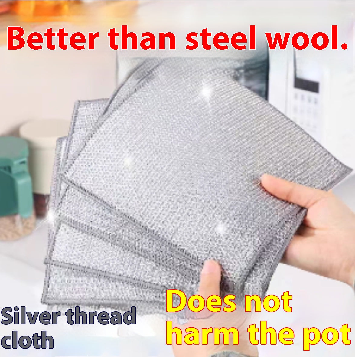 Steel Wool Dishcloth Thickened Towel Face Cloth Silver Wool Ball Cleaning Cloth Kitchen Special Dishwashing Pot Cleaning Magic Tool
