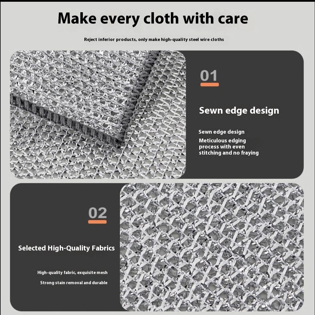Steel Wool Dishcloth Thickened Towel Face Cloth Silver Wool Ball Cleaning Cloth Kitchen Special Dishwashing Pot Cleaning Magic Tool