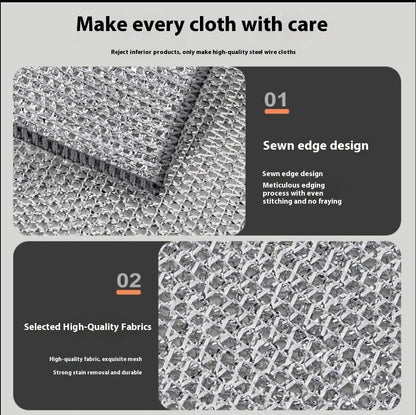 Steel Wool Dishcloth Thickened Towel Face Cloth Silver Wool Ball Cleaning Cloth Kitchen Special Dishwashing Pot Cleaning Magic Tool