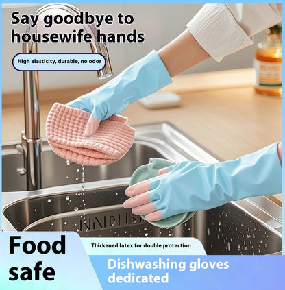 Small Dishwashing Gloves for Women, Household Kitchen Imported Latex, Thickened, Small Hands, Special for Household Cleaning, Laundry, Wear-resistant